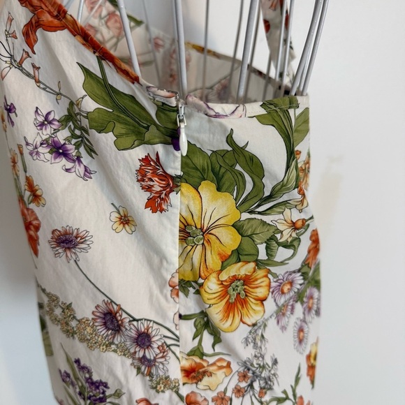 J. Crew Collection Ratti Tropical Floral Print Halter Top SZ S white side zip - Picture 4 of 11